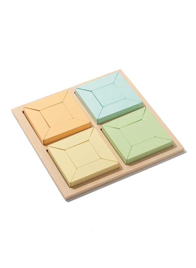 لعبة ألغاز هندسية - مجموعة أحجية خشبية لبناء الكتل - ألعاب تعليمية للأطفال من مونتيسوري - اللون: النمط 7 - Image 1